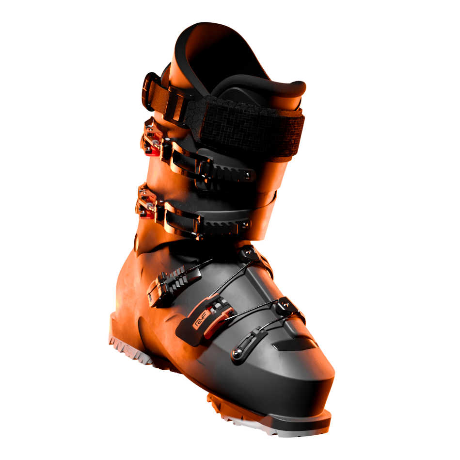 Scarpone da sci con sistema di chiusura RYF-Easy, dotato di cricchetti intuitivi e leva centrale per regolazione rapida.